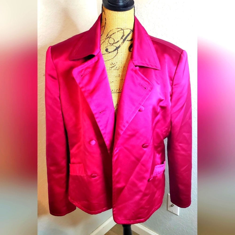 Anne Klein II Women's Fuchsia Double-Breasted Blazer
